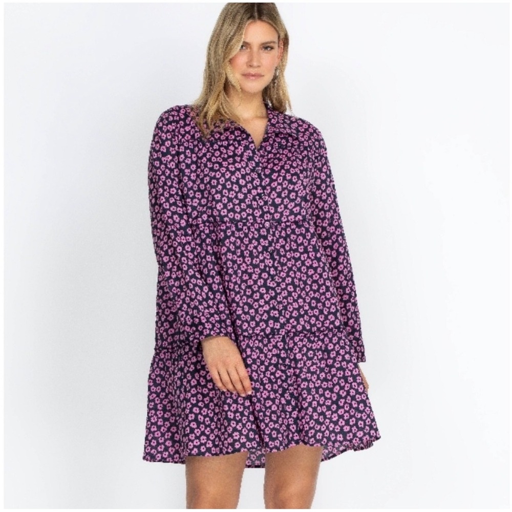 Johnny Was Woodstock Floral Tiered Mini Dress Quiet Luxury Designer Preppy